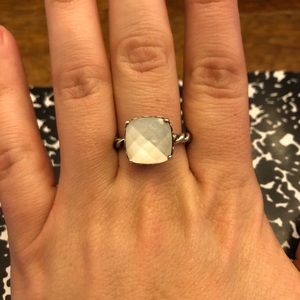 Pandora ring with large white stone
